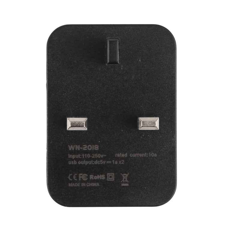 WN-2018 Dual USB Travel Charger Power Adapter Socket, UK Plug