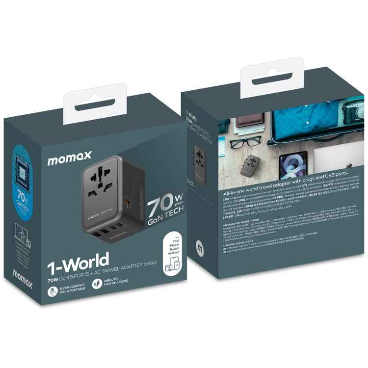 MOMAX 1-World UA8 PD 70W Fast Charger Power Adapter