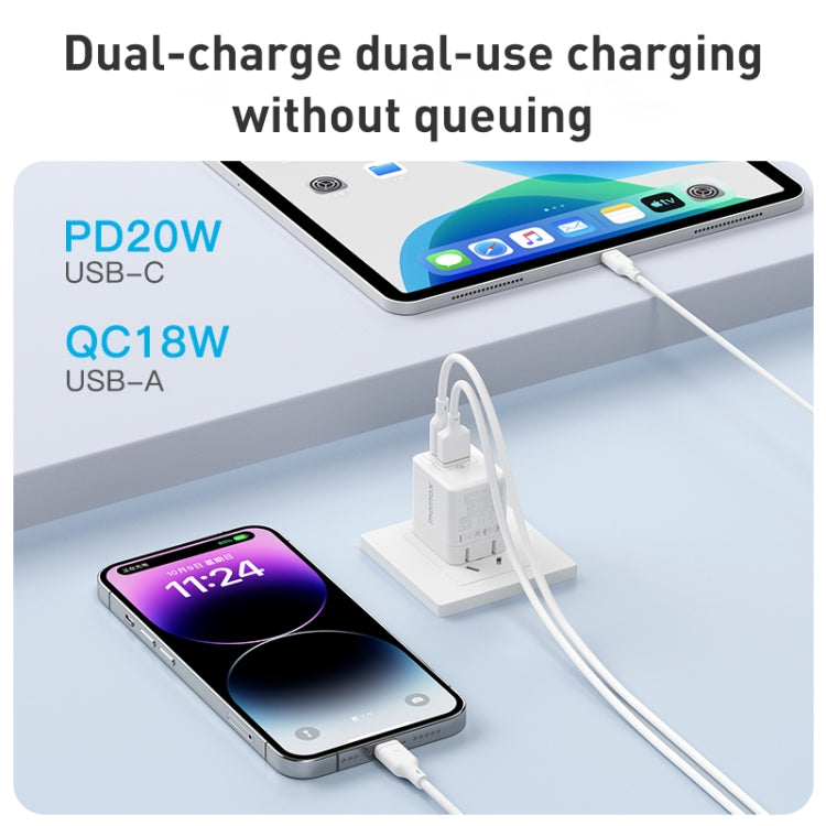 MOMAX UM36 PD 20W USB-C / Type-C + USB Fast Charger Power Adapter, CN Plug