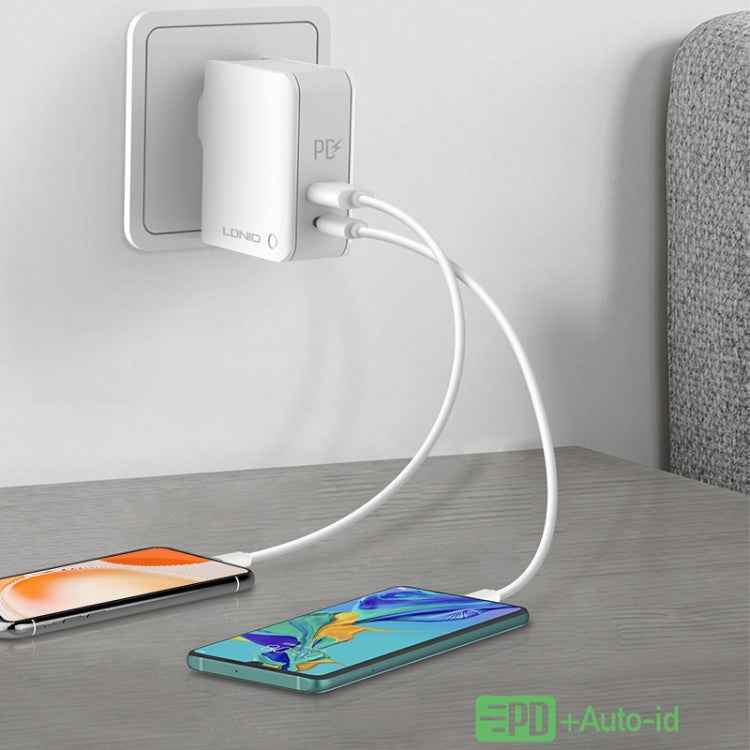 LDNIO A4403C 30W PD + Auto-id Foldable Fast Travel Charger with 1m USB-C / Type-C Cable, AU Plug