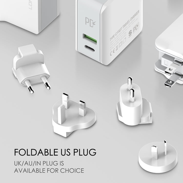 LDNIO A4403C 30W PD + Auto-id Foldable Fast Travel Charger with 1m Micro USB Cable, EU Plug, with Micro USB Cable