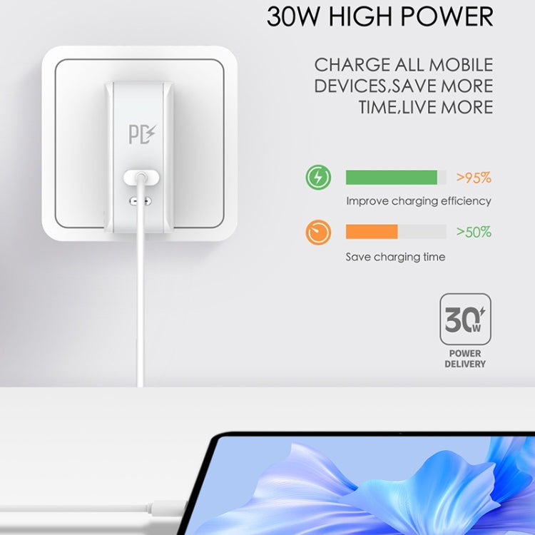 LDNIO A4403C 30W PD + Auto-id Foldable Fast Travel Charger with 1m Micro USB Cable, EU Plug, with Micro USB Cable