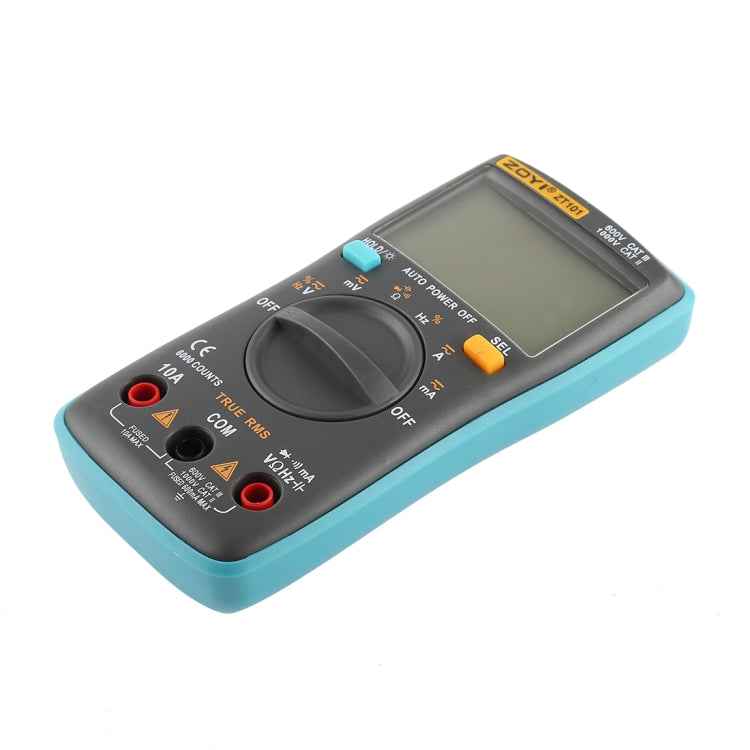 ZOYI ZT101 600V CAT III / 1000V CAT II 6000 Counts Portable Digital Multimeter AC / DC Current Voltage Tester Meter with Back-light LCD Screen & Holder