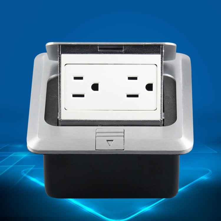 Hidden Pop-up Aluminum Alloy Computer Floor Socket with Cover Bottom Box, US Plug