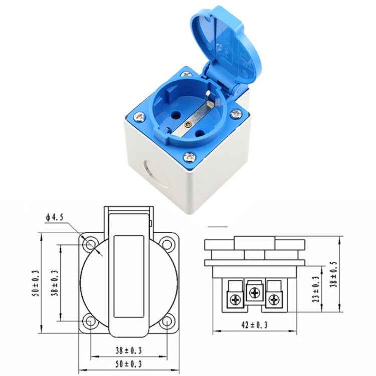 Outdoor IP44 Waterproof Socket with Cover, EU Plug