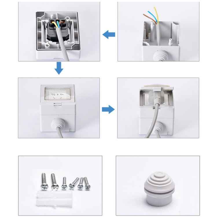 Outdoor IP55 Waterproof Double-connection Socket, EU Plug