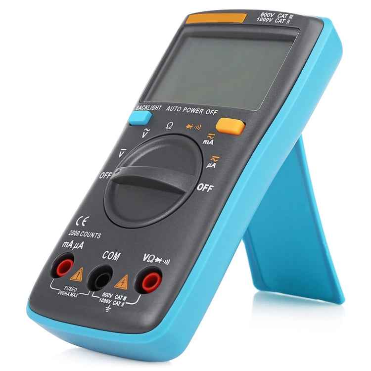 ZT98 CAT III  600V Portable Digital Multimeter 2000 Counts Back-light AC / DC Current Voltage Tester Meter with LCD Screen & Holder