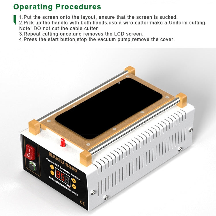 BAKU BK-948D 500W Vacuum Anti-static LCD Touch Panel Separator Machine, AC 220V EU Plug, BK-948D 500W 220V EU Plug