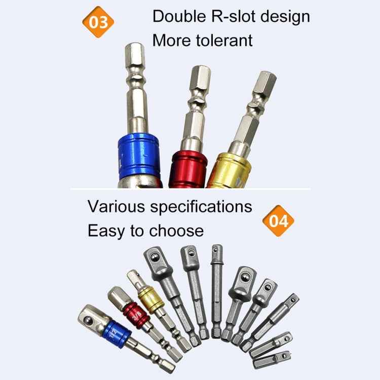 8 PCS/Set Socket Bit Extension Bar Hex Shank Adapter Drill Nut Driver Power Drill Bit, 1/4(65/50/30/25mm), 3/8(65/50mm), 1/2(73/50mm)