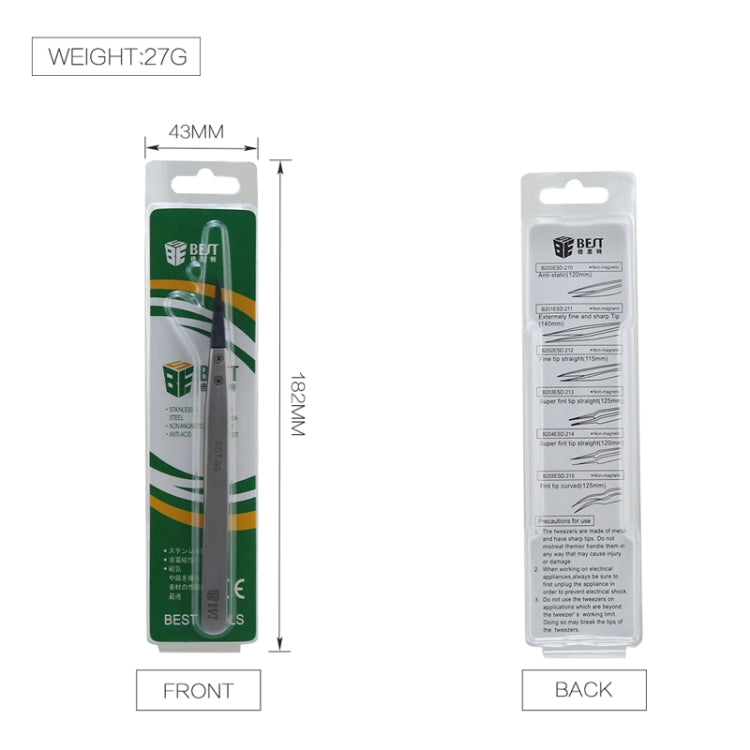 BEST BST-00 Straight Head Tweezers for Mobile Phone / Computer Repair, BST-00