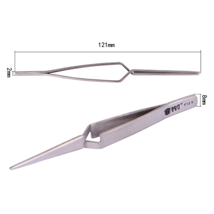 BEST BST-F12.5  Stainless Steel Self Closed Straight Laboratory Tweezers, BST-F12.5