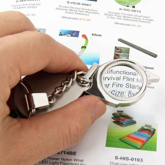 Portable Folding Loupe Metal Jewelry Antique Magnifier Magnifying Eye Glass Lens Keychain