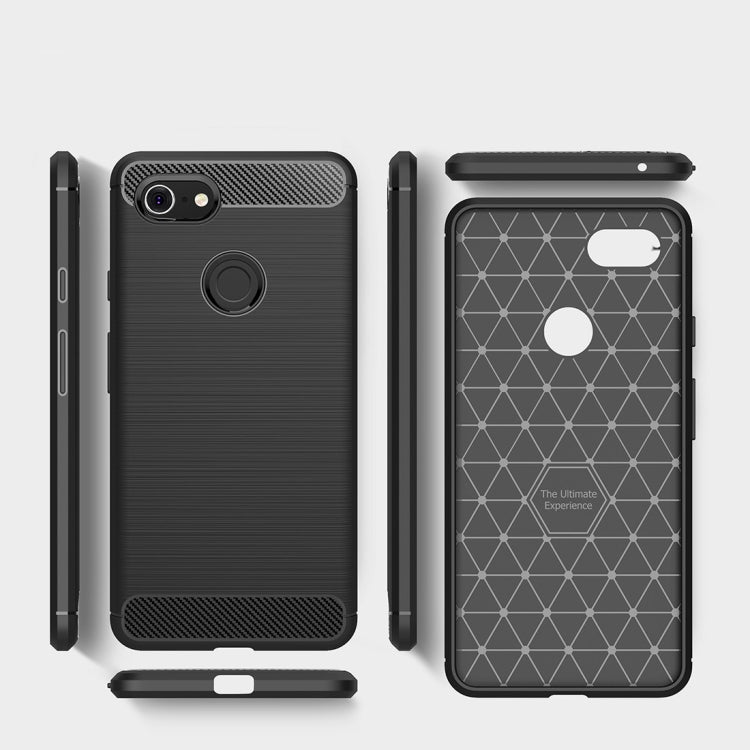 Brushed Texture Carbon Fiber Shockproof TPU Case for Google Pixel 3 XL, For Google Pixel 3 XL