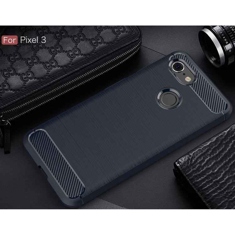 Brushed Texture Carbon Fiber Shockproof TPU Case for Google Pixel 3
