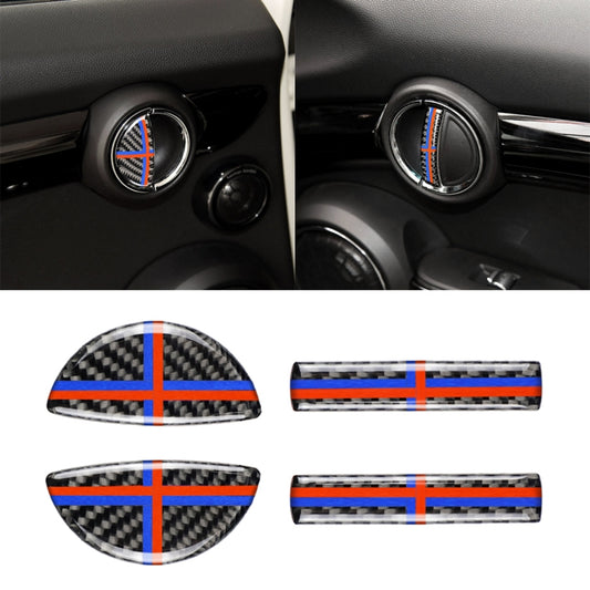 4 PCS Red Blue Color Car F Chassis Door Handle Carbon Fiber Decorative Sticker for BMW Mini Cooper Clubman Countryman F55 / F54 / F60, For BMW Mini F60 (Red Blue Color)