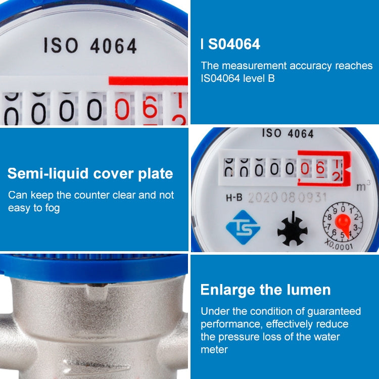 TS-S300E Household Mechanical Rotary-wing Cold Water Meter High-precision Pointer Digital Display Combination Water Meter
