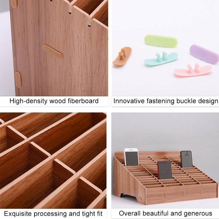 Wooden Multi-cell Mobile Phone Film Stand Desktop Display Rack, 30 Grids, Size: 31.5x23.5x18.5cm, 30 Grids, Green, 30 Grids, Black, 30 Grids, Pink