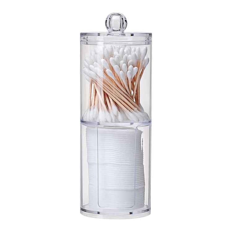 Transparent Round Plastic Cosmetic Box Cotton Swab Cotton Pads Combined Storage Box
