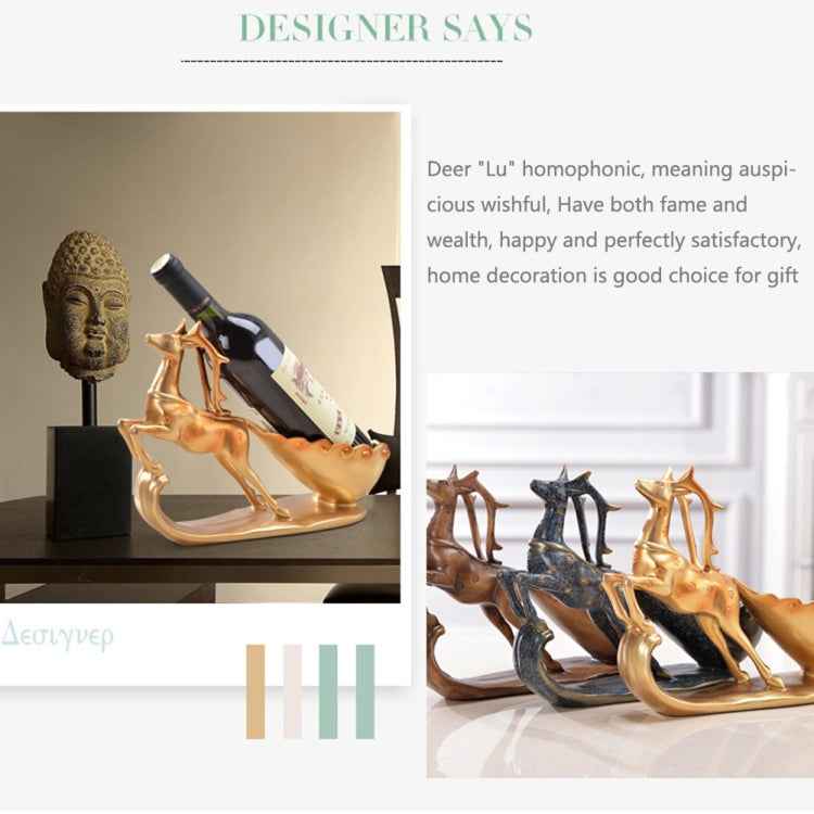 Creative Sika Deer Shape Wine Shelf Drain Rack Bottle Holder Living Room Ornaments Gift
