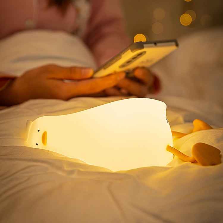 1W USB Charging LED Lie Flat Duck Silicone Touch Sensing Night Light