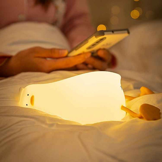 1W USB Charging LED Lie Flat Duck Silicone Touch Sensing Night Light