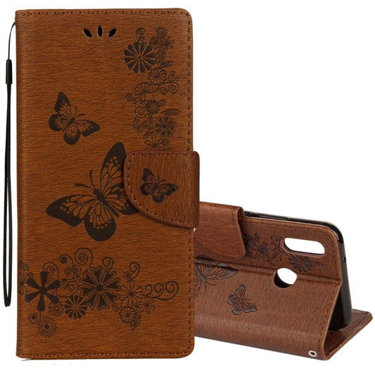 For Huawei  P20 Lite Vintage Embossed Floral Butterfly Pattern Horizontal Flip Leather Case with Card Slot & Holder & Wallet & Lanyard