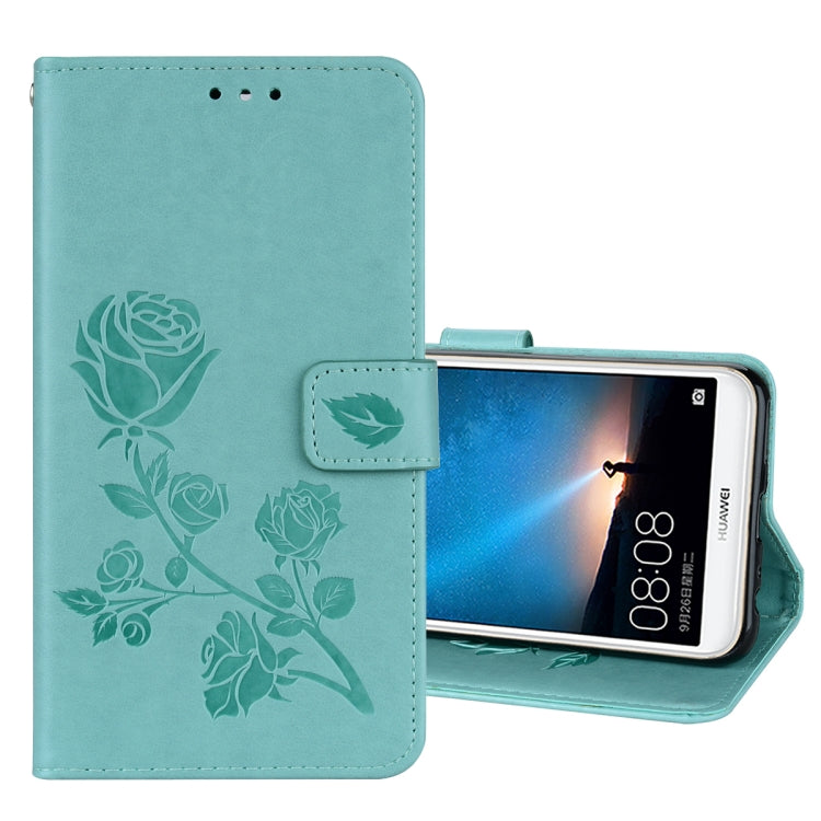 For Huawei Mate 10 Lite Rose Embossed Horizontal Flip Environmental PU Leather Case with Holder & Card Slots & Wallet