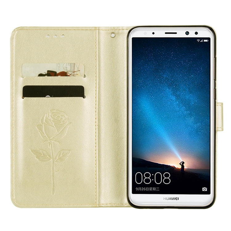 For Huawei Mate 10 Lite Rose Embossed Horizontal Flip Environmental PU Leather Case with Holder & Card Slots & Wallet