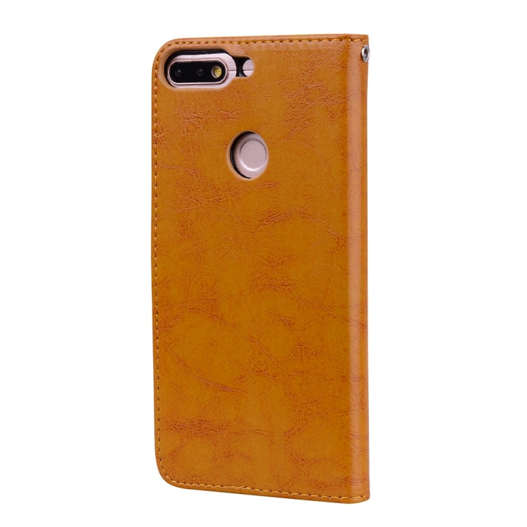 Business Style Oil Wax Texture Horizontal Flip Leather Case for Huawei Honor 7C / Enjoy 8 / Y7 (2018) / Y7 Prime (2018) / Nova 2 Lite, with Holder & Card Slots & Wallet