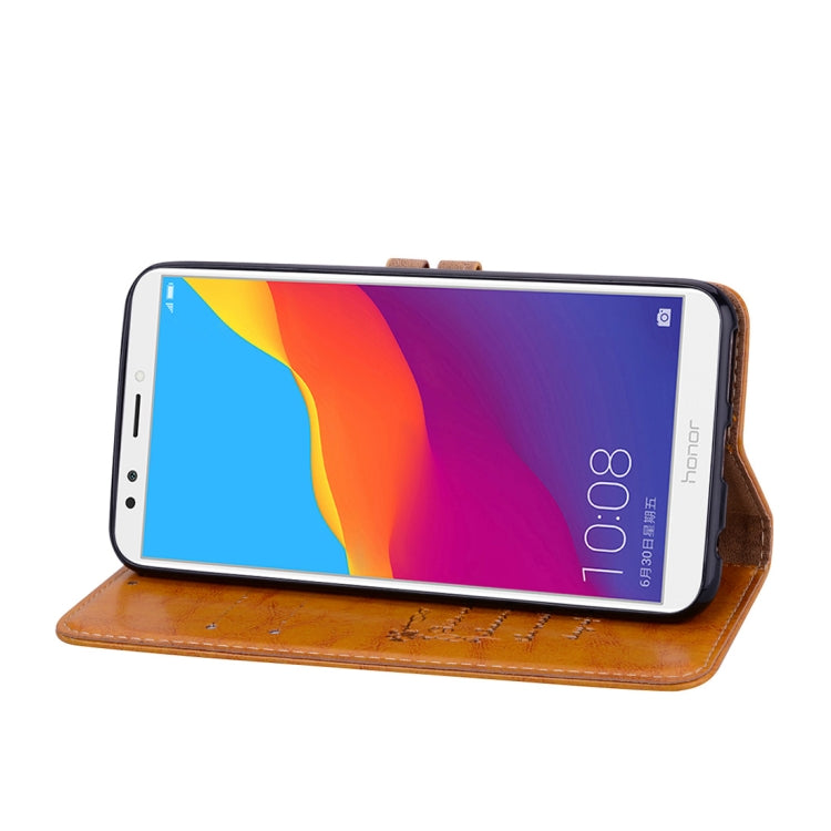 Business Style Oil Wax Texture Horizontal Flip Leather Case for Huawei Honor 7C / Enjoy 8 / Y7 (2018) / Y7 Prime (2018) / Nova 2 Lite, with Holder & Card Slots & Wallet