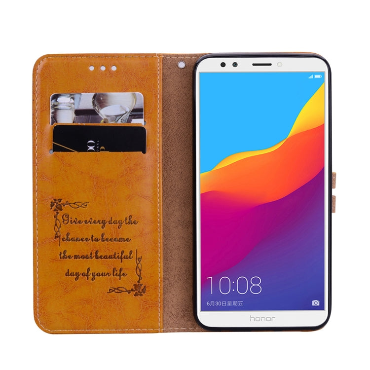 Business Style Oil Wax Texture Horizontal Flip Leather Case for Huawei Honor 7C / Enjoy 8 / Y7 (2018) / Y7 Prime (2018) / Nova 2 Lite, with Holder & Card Slots & Wallet