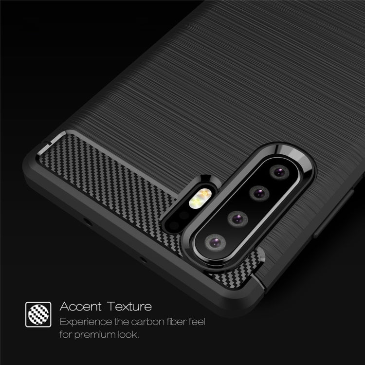 Brushed Texture Carbon Fiber Shockproof TPU Case for Huawei P30 Pro
