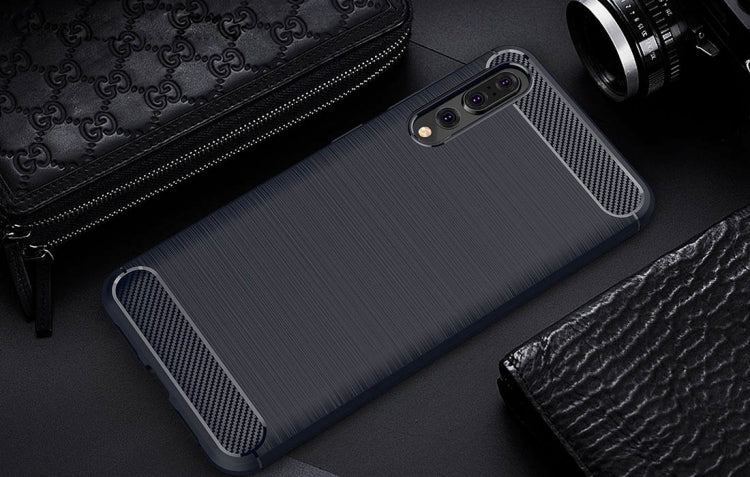 For Huawei  P20 Pro Brushed Texture Carbon Fiber Shockproof TPU Protective Back Case, Huawei P20 Pro