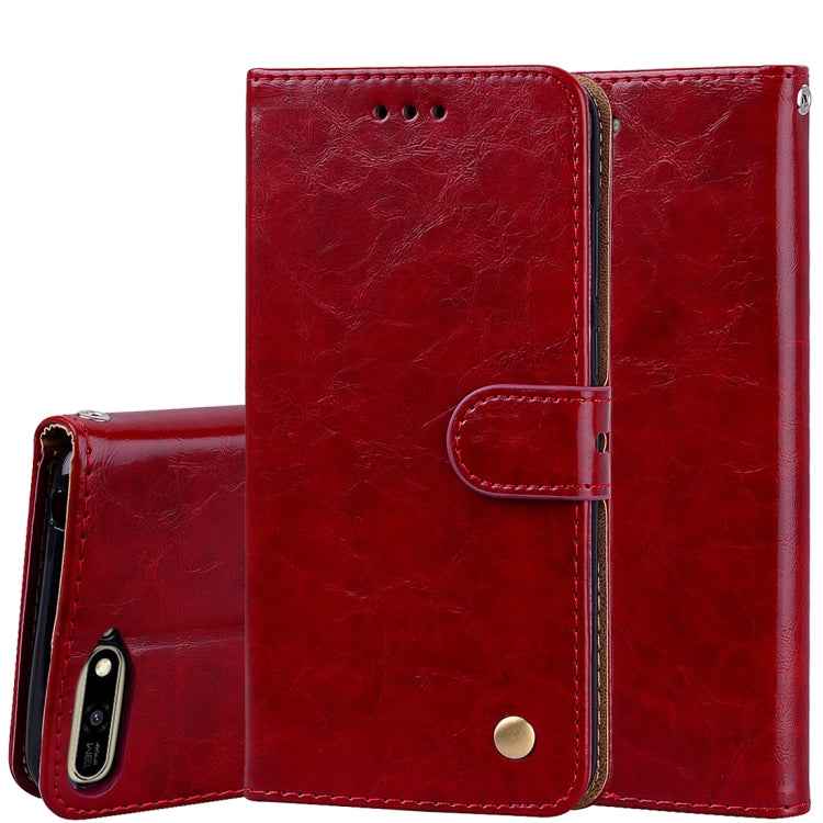 Business Style Oil Wax Texture Horizontal Flip Leather Case for Huawei Y6 (2018), with Holder & Card Slots & Wallet