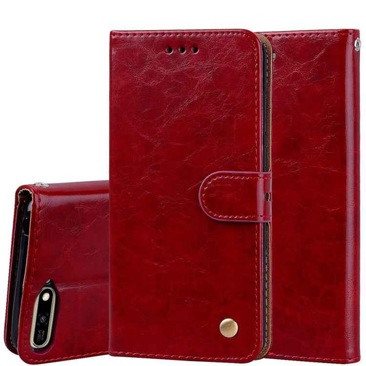 Business Style Oil Wax Texture Horizontal Flip Leather Case for Huawei Y6 (2018), with Holder & Card Slots & Wallet