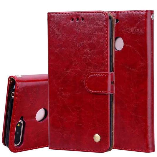 Business Style Oil Wax Texture Horizontal Flip Leather Case for Huawei Honor 7A (with fingerprint hole), with Holder & Card Slots & Wallet