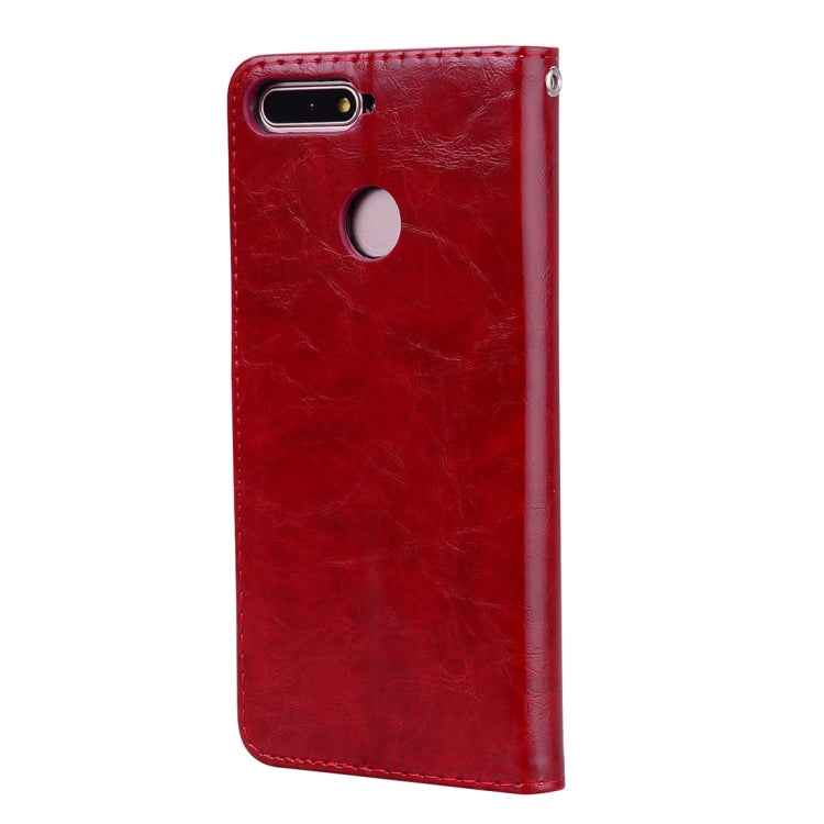 Business Style Oil Wax Texture Horizontal Flip Leather Case for Huawei Honor 7A (with fingerprint hole), with Holder & Card Slots & Wallet