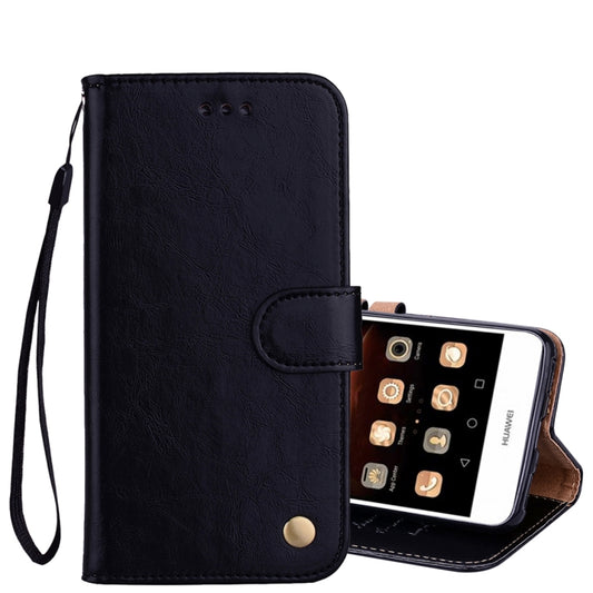 For Huawei  Y5 (2017) / Y6 (2017) Business Style Oil Wax Texture Horizontal Flip Leather Case with Holder & Card Slots & Hand Strap