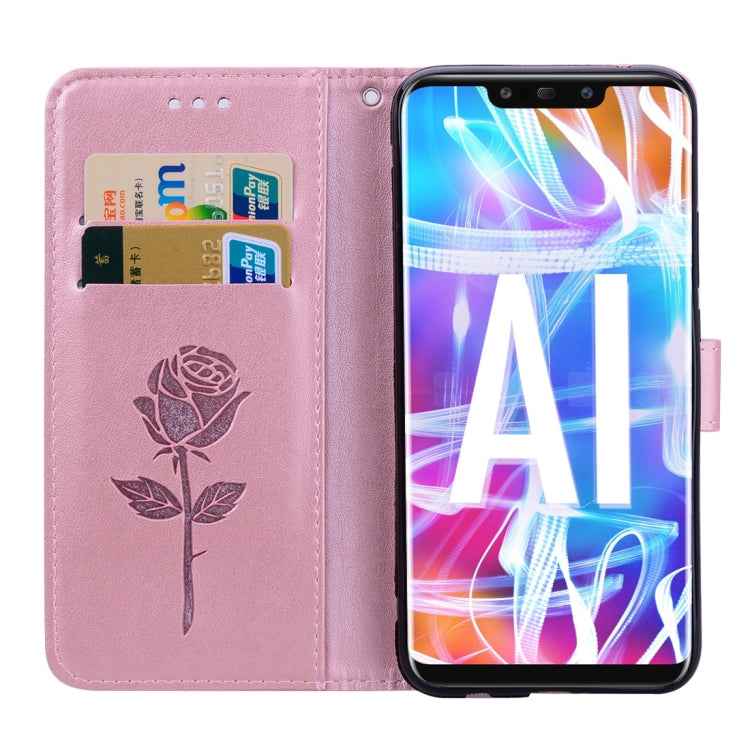 Rose Embossed Horizontal Flip PU Leather Case for Huawei Mate 20 Lite, with Holder & Card Slots & Wallet
