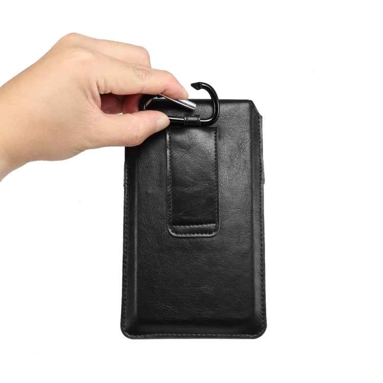 Men Lambskin Texture Multi-functional Universal Mobile Phone Waist Pack Leather Case for 7.2 Inch or Below Smartphones