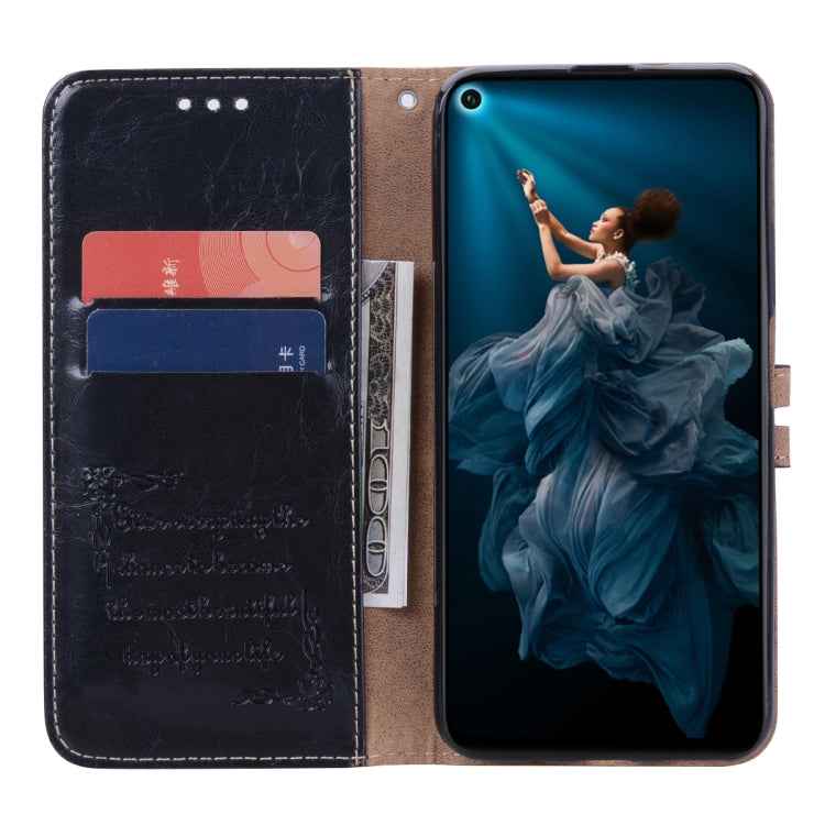 Business Style Oil Wax Texture Horizontal Flip Leather Case for Huawei Honor 20, with Holder & Card Slots & Wallet