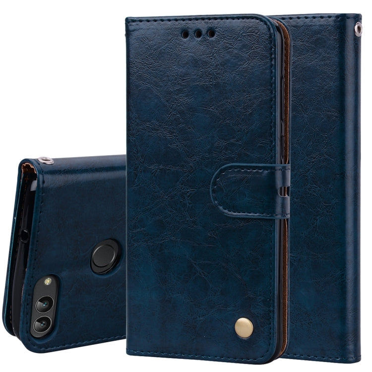 Business Style Oil Wax Texture Horizontal Flip Leather Case for Huawei P Smart / Enjoy 7S, with Holder & Card Slots & Wallet