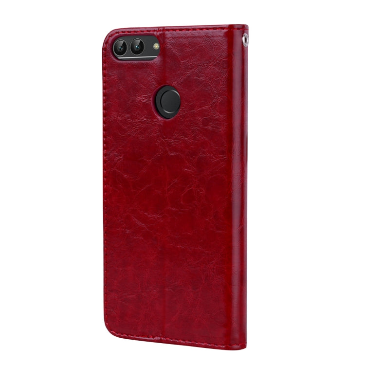 Business Style Oil Wax Texture Horizontal Flip Leather Case for Huawei P Smart / Enjoy 7S, with Holder & Card Slots & Wallet
