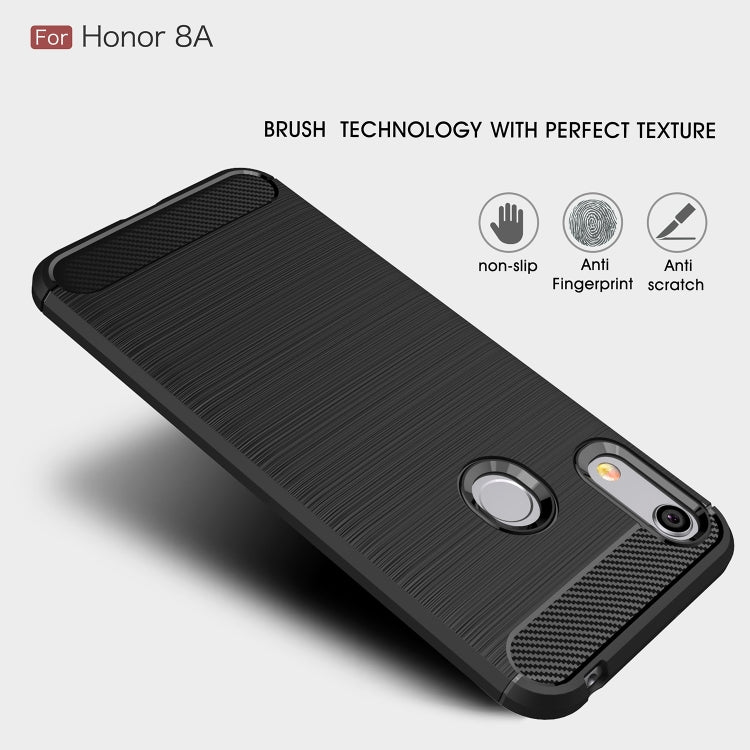 Brushed Texture Carbon Fiber Shockproof TPU Case for Huawei Honor 8A, For Huawei Honor 8A, For Honor 8A