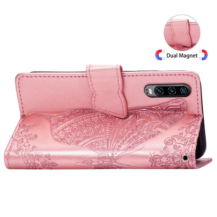 Butterfly Love Flowers Embossing Horizontal Flip Leather Case for Huawei P30, with Holder & Card Slots & Wallet & Lanyard, For Huawei P30