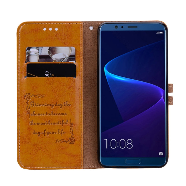 Business Style Oil Wax Texture Horizontal Flip Leather Case for Huawei Honor 10, with Holder & Card Slots & Wallet