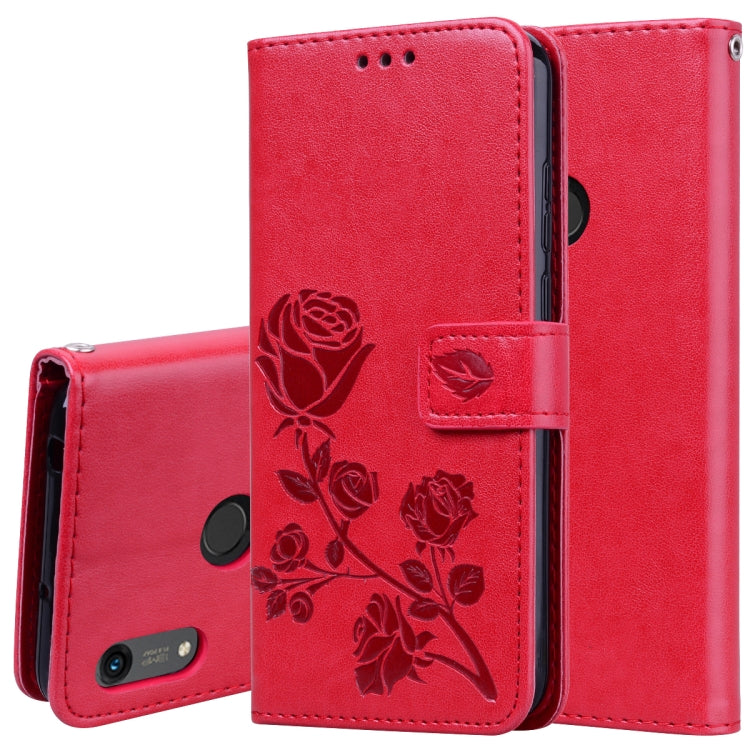 Rose Embossed Horizontal Flip PU Leather Case for Huawei Honor 8A/Y6 2019, with Holder & Card Slots & Wallet