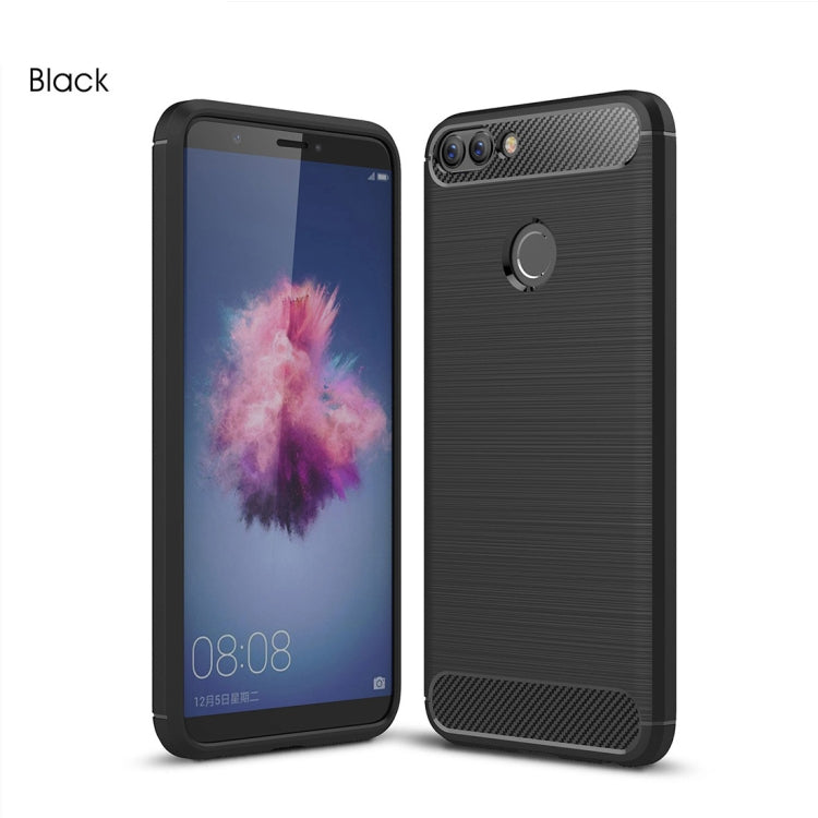 For Huawei  P smart / Enjoy 7S Brushed Texture Carbon Fiber Shockproof TPU Protective Back Case