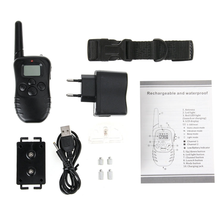 Rechargeable and Waterproof 300m Remote Pet Dog Training Collar with LCD display, 300m Remote