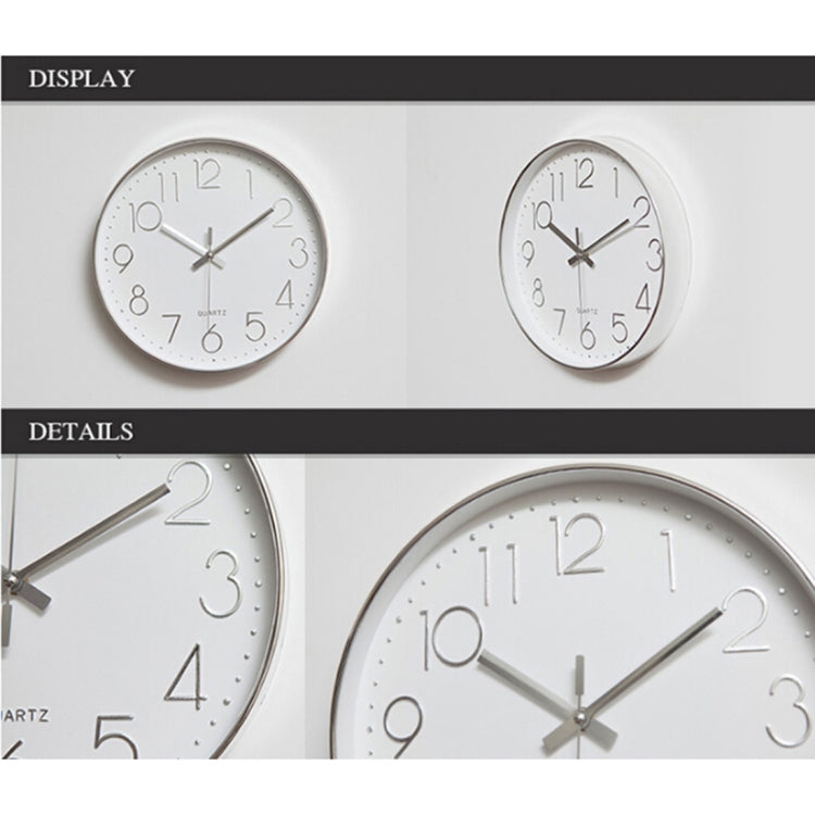 Home Office Room Modern Silent Non Ticking 12 inch Round Decorative Wall Quartz Clock